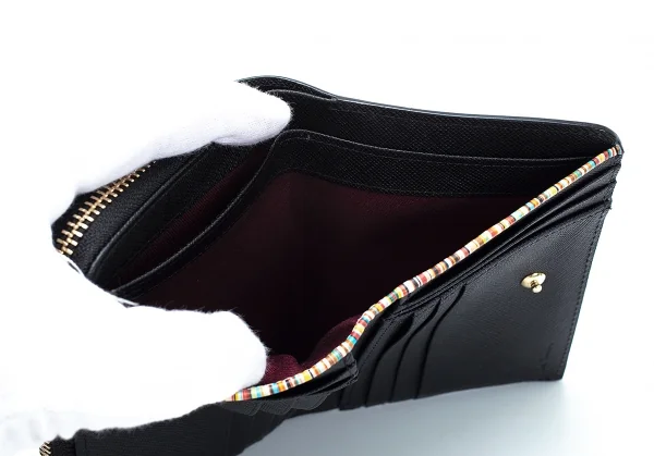 ポールスミスPaul Smith P784N ジップストローグレイン二つ折り財布 黒 K-114307_009