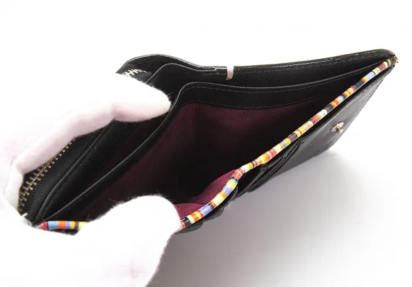 ポールスミスPaul Smith PSK864 ジップストローグレイン二つ折り財布 黒 K-114308_010