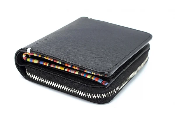 ポールスミスPaul Smith PSK864 ジップストローグレイン二つ折り財布 黒 K-114308_005