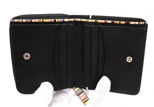 ポールスミスPaul Smith PSK864 ジップストローグレイン二つ折り財布 黒 K-114308_009