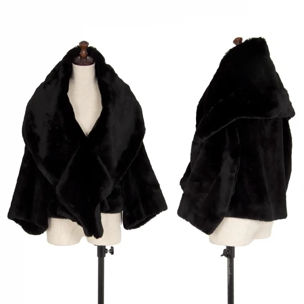 ジュンヤワタナベマンピンク コムデギャルソンJUNYA WATANABE MAN PINK COMME des GARCONSフェイクファーショールジャケット 黒M K-114341_001