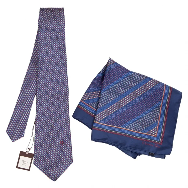 Christian Dior MONSIEUR チーフ&ネクタイセット 青他 K-114347_001