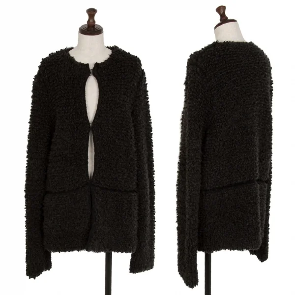 ランベルトロザーニLAMBERTO LOSANI シルク混ウールカシミヤループニットジャケット 黒S K-114355_001