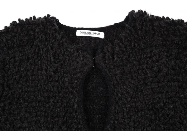 ランベルトロザーニLAMBERTO LOSANI シルク混ウールカシミヤループニットジャケット 黒S K-114355_003