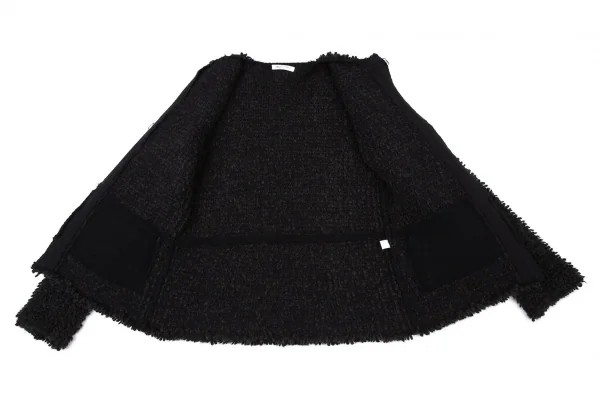 ランベルトロザーニLAMBERTO LOSANI シルク混ウールカシミヤループニットジャケット 黒S K-114355_009