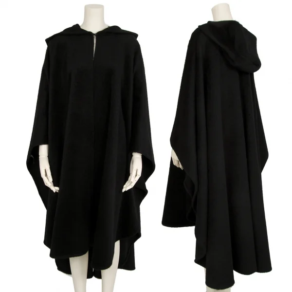 アニオナAGNONA MARTORA 起毛フーデッドマントコート 黒F K-114356_001