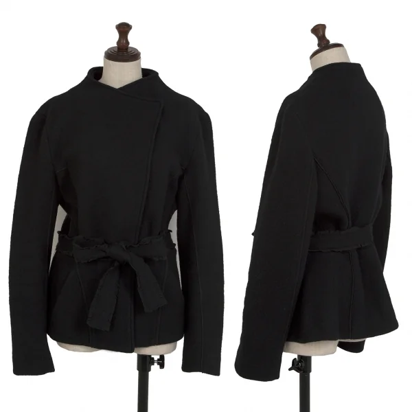 アンテプリマANTEPRIMA グログラントリミングウールノーカラージャケット 黒42 K-114360_001