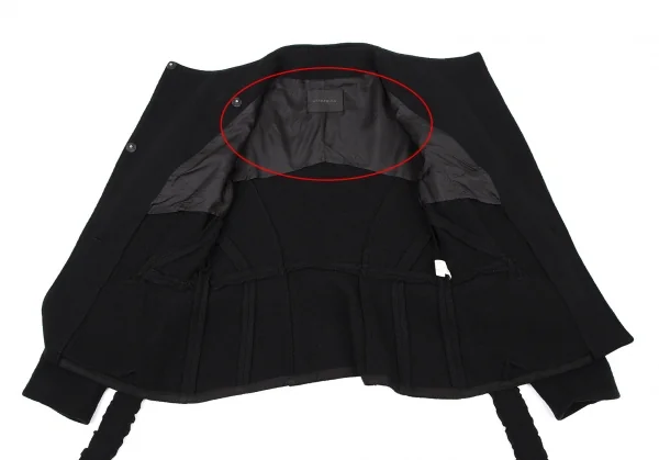 アンテプリマANTEPRIMA グログラントリミングウールノーカラージャケット 黒42 K-114360_012