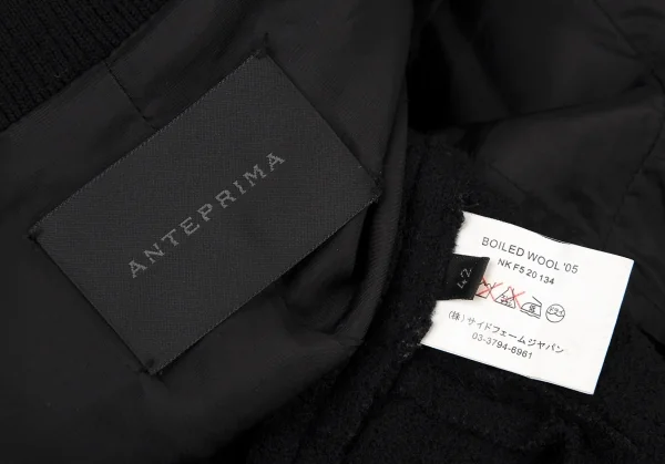 アンテプリマANTEPRIMA グログラントリミングウールノーカラージャケット 黒42 K-114360_019