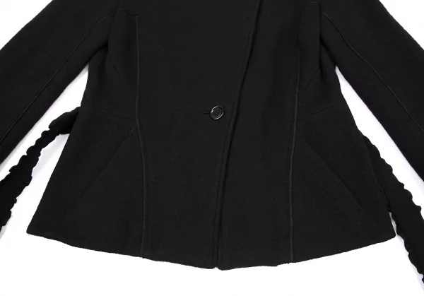 アンテプリマANTEPRIMA グログラントリミングウールノーカラージャケット 黒42 K-114360_009