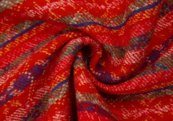 ケンゾーKENZO ネイティブストライプフリンジマフラー 赤他 K-114369_005