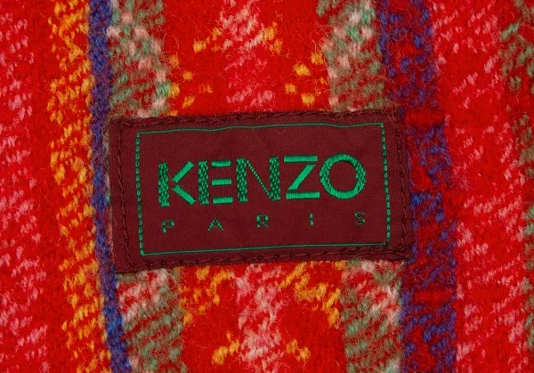 ケンゾーKENZO ネイティブストライプフリンジマフラー 赤他 K-114369_006
