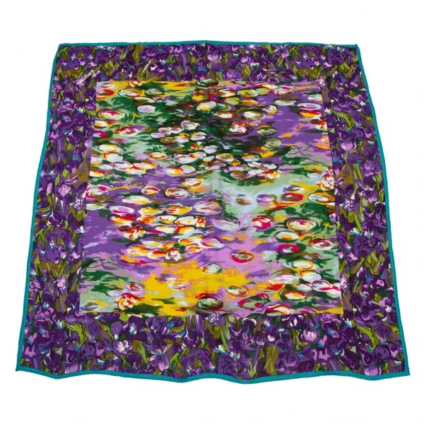 ケンゾーKENZO ウールフラワープリントスカーフ 青他 K-114370_001