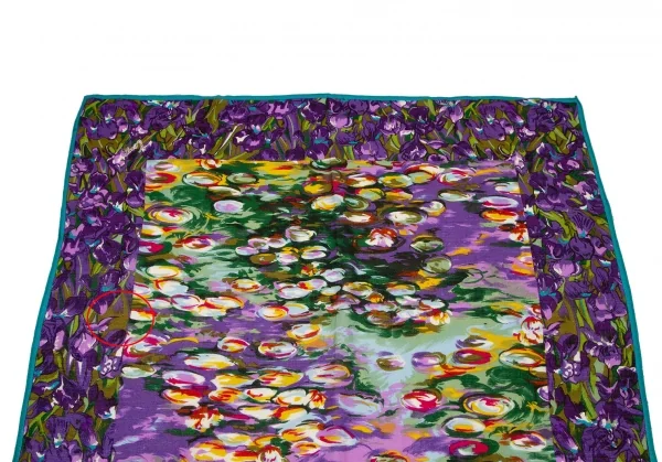 ケンゾーKENZO ウールフラワープリントスカーフ 青他 K-114370_002