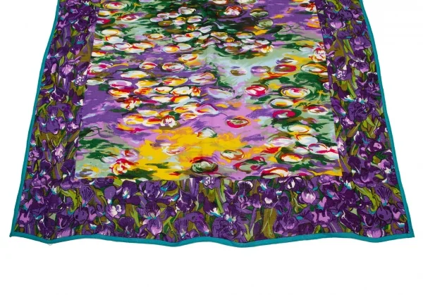 ケンゾーKENZO ウールフラワープリントスカーフ 青他 K-114370_004