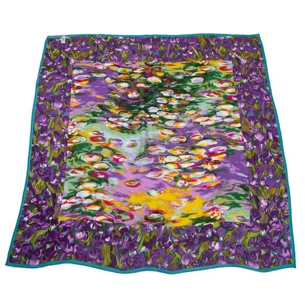 ケンゾーKENZO ウールフラワープリントスカーフ 青他 K-114370_007