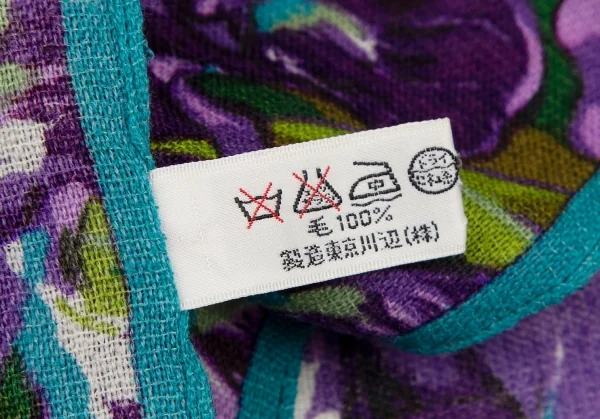 ケンゾーKENZO ウールフラワープリントスカーフ 青他 K-114370_008