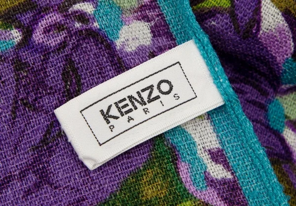ケンゾーKENZO ウールフラワープリントスカーフ 青他 K-114370_009