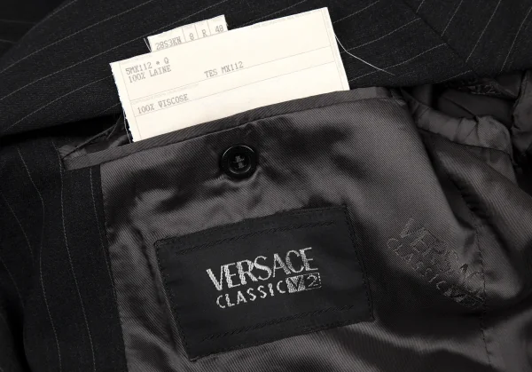 VERSACE CLASSIC V2 Wool Striped Metal Button Jacket K-114380_020