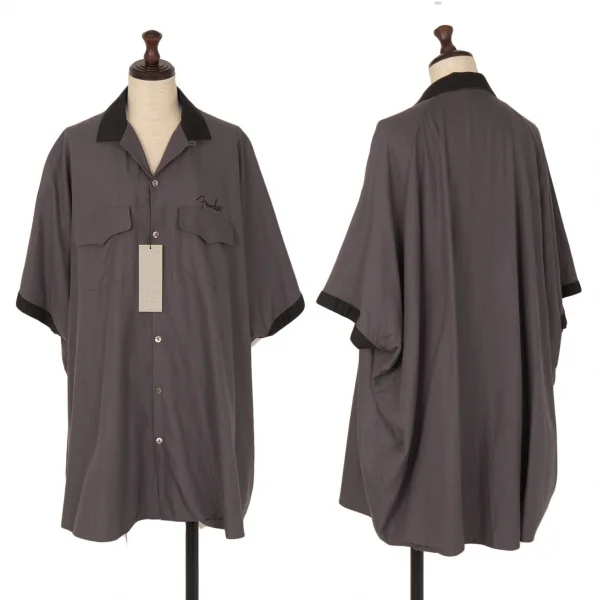 ラッドミュージシャンLAD MUSICIAN フェンダービッグシルエットボーリングシャツ パープルグレー40 K-114424_001