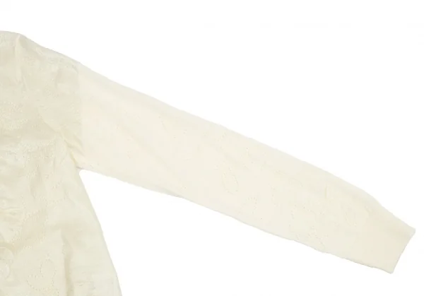 トリココムデギャルソンtricot COMME des GARCONS グリッタープリント針抜きフラワー柄クルーネックニット クリームS位 K-114436_004