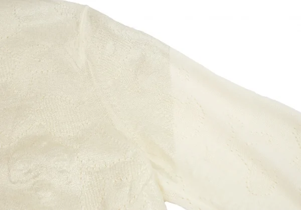 トリココムデギャルソンtricot COMME des GARCONS グリッタープリント針抜きフラワー柄クルーネックニット クリームS位 K-114436_005