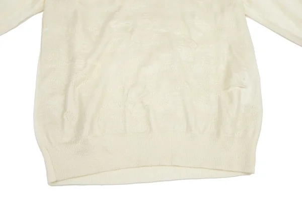 トリココムデギャルソンtricot COMME des GARCONS グリッタープリント針抜きフラワー柄クルーネックニット クリームS位 K-114436_007