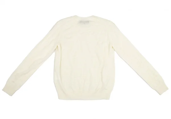 トリココムデギャルソンtricot COMME des GARCONS グリッタープリント針抜きフラワー柄クルーネックニット クリームS位 K-114436_010