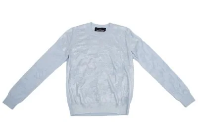 トリココムデギャルソンtricot COMME des GARCONS グリッタープリント針抜きフラワー柄クルーネックニット 水色