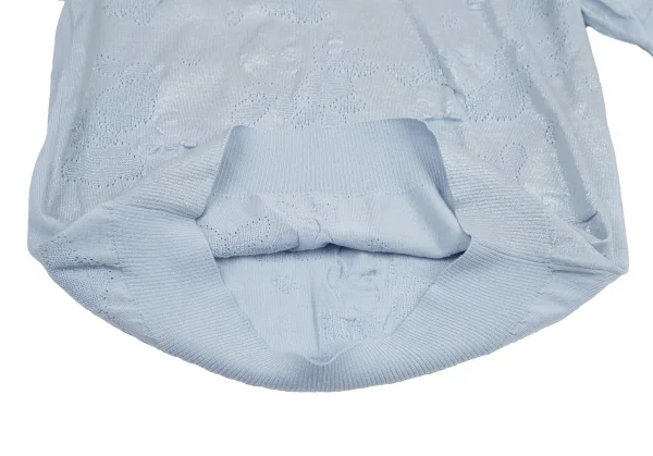 トリココムデギャルソンtricot COMME des GARCONS グリッタープリント針抜きフラワー柄クルーネックニット 水色S位 K-114437_008