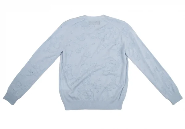 トリココムデギャルソンtricot COMME des GARCONS グリッタープリント針抜きフラワー柄クルーネックニット 水色S位 K-114437_009