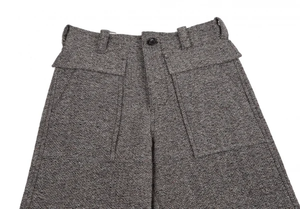 トリココムデギャルソンtricot COMME des GARCONS 裏チェックツイードフラップポケットワイドパンツ 白黒茶S K-114463_002