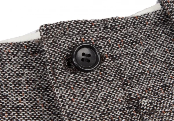 トリココムデギャルソンtricot COMME des GARCONS 裏チェックツイードフラップポケットワイドパンツ 白黒茶S K-114463_003