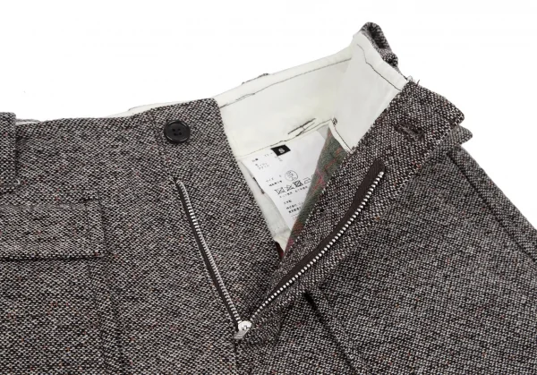 トリココムデギャルソンtricot COMME des GARCONS 裏チェックツイードフラップポケットワイドパンツ 白黒茶S K-114463_004
