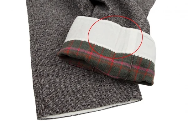トリココムデギャルソンtricot COMME des GARCONS 裏チェックツイードフラップポケットワイドパンツ 白黒茶S K-114463_009