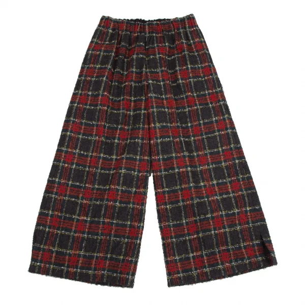 トリコ コムデギャルソン トリコスペシャルtricot COMME des GARCONS tricot Special タータンチェックループツイードワイドパンツ グレー赤黄S位 K-114469_001