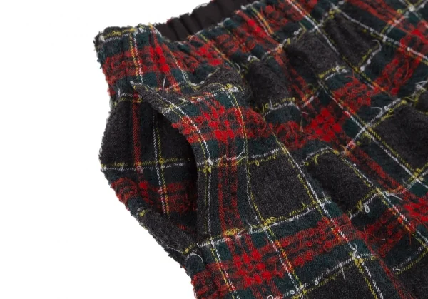 トリコ コムデギャルソン トリコスペシャルtricot COMME des GARCONS tricot Special タータンチェックループツイードワイドパンツ グレー赤黄S位 K-114469_004