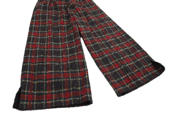 トリコ コムデギャルソン トリコスペシャルtricot COMME des GARCONS tricot Special タータンチェックループツイードワイドパンツ グレー赤黄S位 K-114469_005