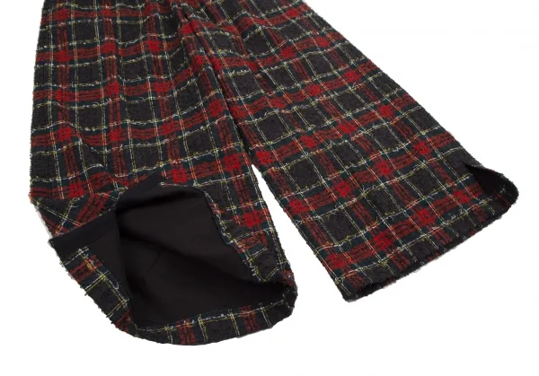 トリコ コムデギャルソン トリコスペシャルtricot COMME des GARCONS tricot Special タータンチェックループツイードワイドパンツ グレー赤黄S位 K-114469_006