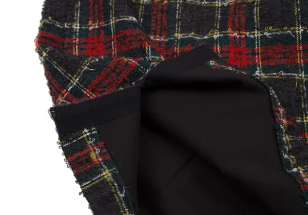 トリコ コムデギャルソン トリコスペシャルtricot COMME des GARCONS tricot Special タータンチェックループツイードワイドパンツ グレー赤黄S位 K-114469_007