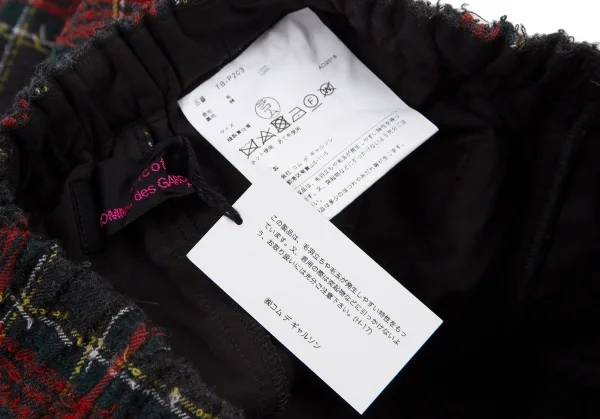 トリコ コムデギャルソン トリコスペシャルtricot COMME des GARCONS tricot Special タータンチェックループツイードワイドパンツ グレー赤黄S位 K-114469_014