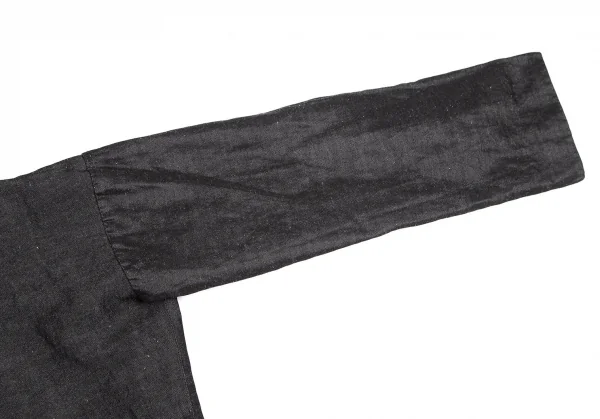 コムコム コムデギャルソンCOMME des GARCONS ポリリネンリボン装飾ノーカラージャケット チャコールXS K-114472_004