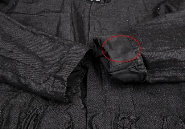 コムコム コムデギャルソンCOMME des GARCONS ポリリネンリボン装飾ノーカラージャケット チャコールXS K-114472_005