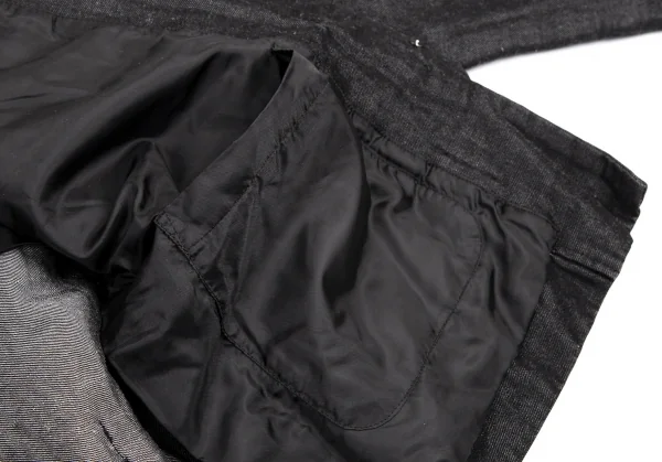 コムコム コムデギャルソンCOMME des GARCONS ポリリネンリボン装飾ノーカラージャケット チャコールXS K-114472_011