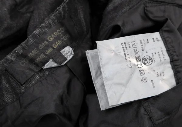 コムコム コムデギャルソンCOMME des GARCONS ポリリネンリボン装飾ノーカラージャケット チャコールXS K-114472_015