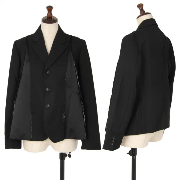 コムコム コムデギャルソンCOMME des GARCONS ウールカットオフデザインジャケット 黒XS K-114473_001