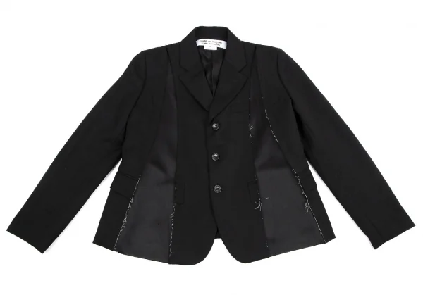 コムコム コムデギャルソンCOMME des GARCONS ウールカットオフデザインジャケット 黒XS K-114473_002