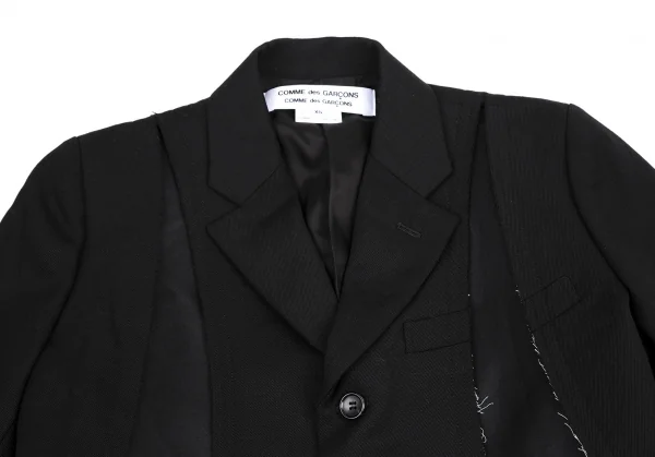 コムコム コムデギャルソンCOMME des GARCONS ウールカットオフデザインジャケット 黒XS K-114473_003