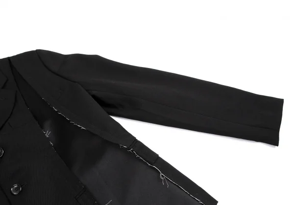 コムコム コムデギャルソンCOMME des GARCONS ウールカットオフデザインジャケット 黒XS K-114473_005