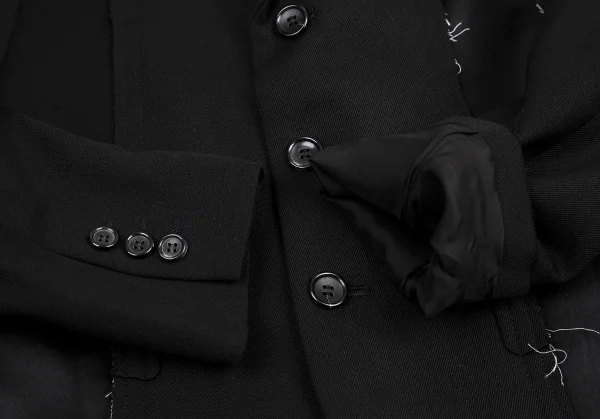コムコム コムデギャルソンCOMME des GARCONS ウールカットオフデザインジャケット 黒XS K-114473_006